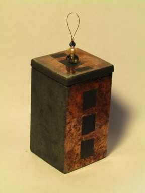 Copper glazed raku lidded box
