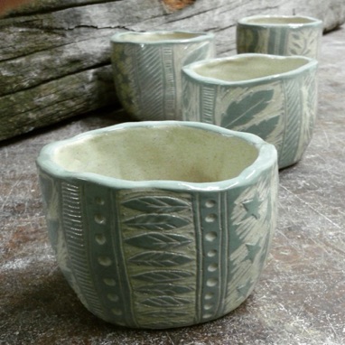 Sgraffito planters